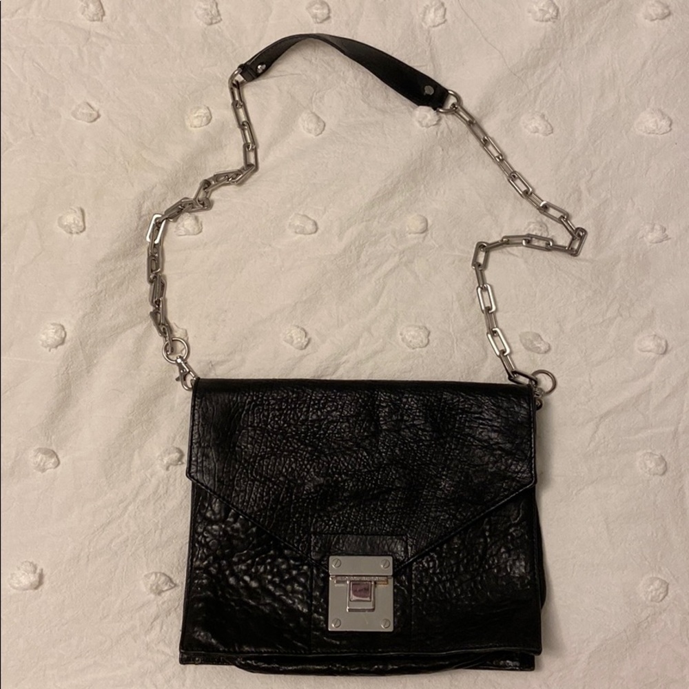 Tory Burch black pebbled leather shoulder bag